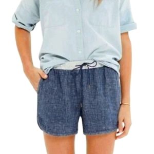 Madewell Blue Pull-On Tryout Cotton Linen Shorts | Sz. XS | Elastic Waist